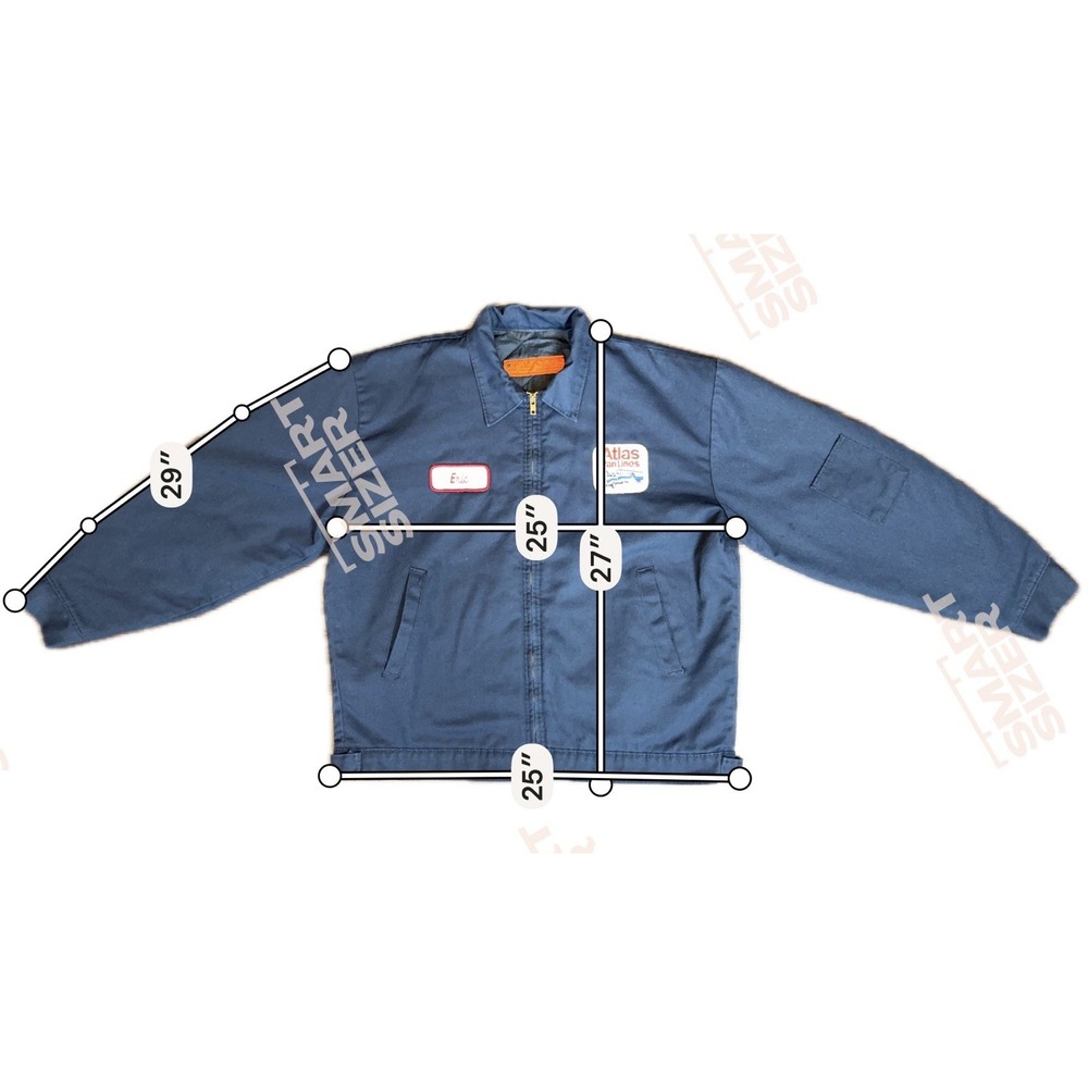 UniFirst Navy Blue Work Jacket Atlas Van Lines Eric Patch Mens Large USA Made